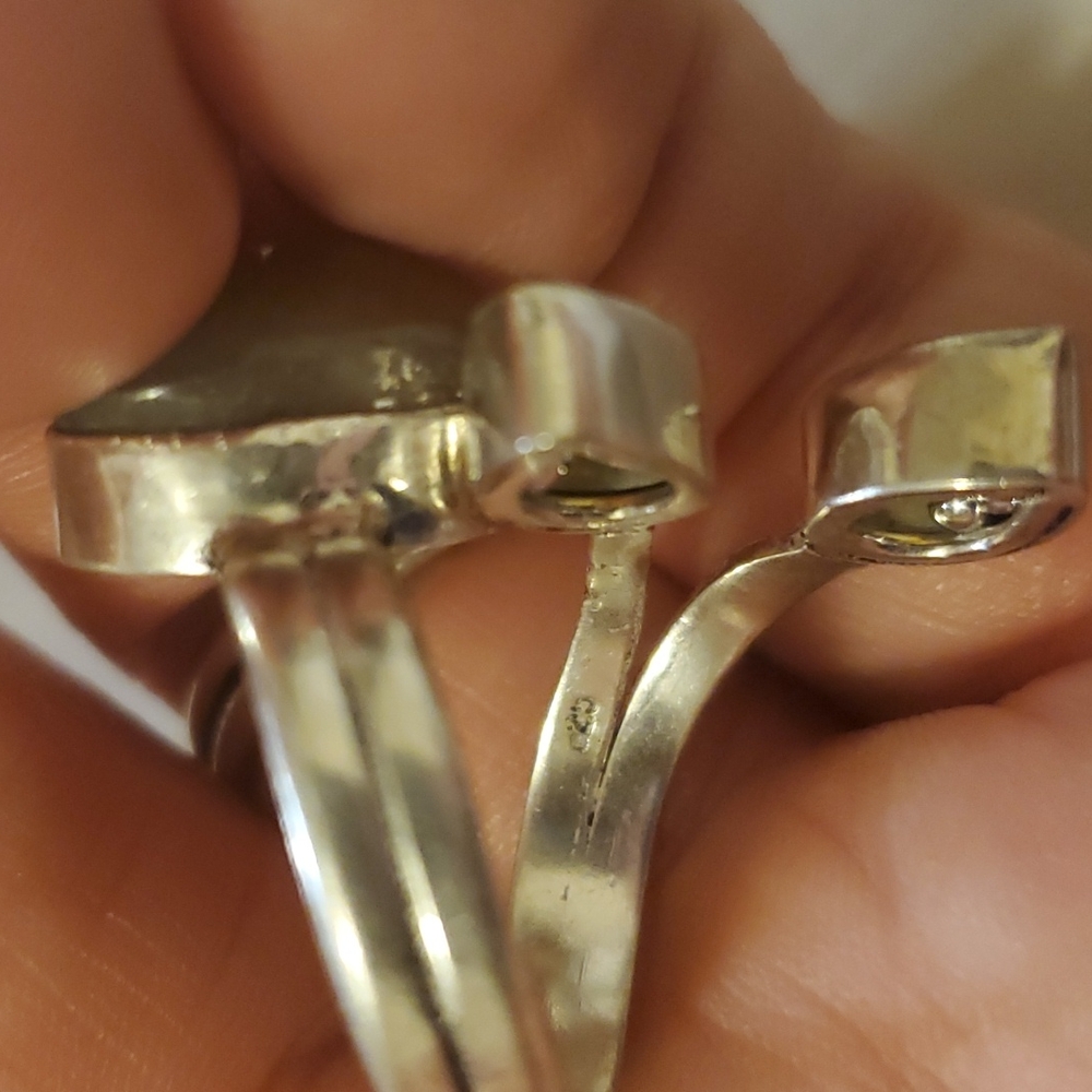 New Silver Sheen Obsidian & Citrine Open Cuff 925 Silver Ring. - Picture 16 of 16